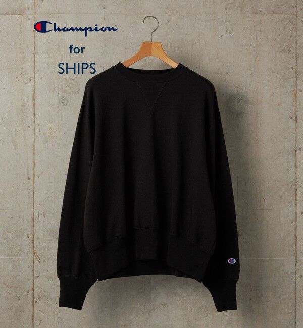 SHIPS「【SHIPS別注】Champion: L.W.D クルーネック スウェット」|スウェット・ジャージ|ブラック