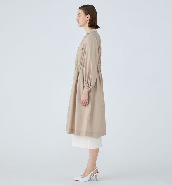 Ballsey「ライトタフタ ジップアップロングコート」|ノーカラーコート|