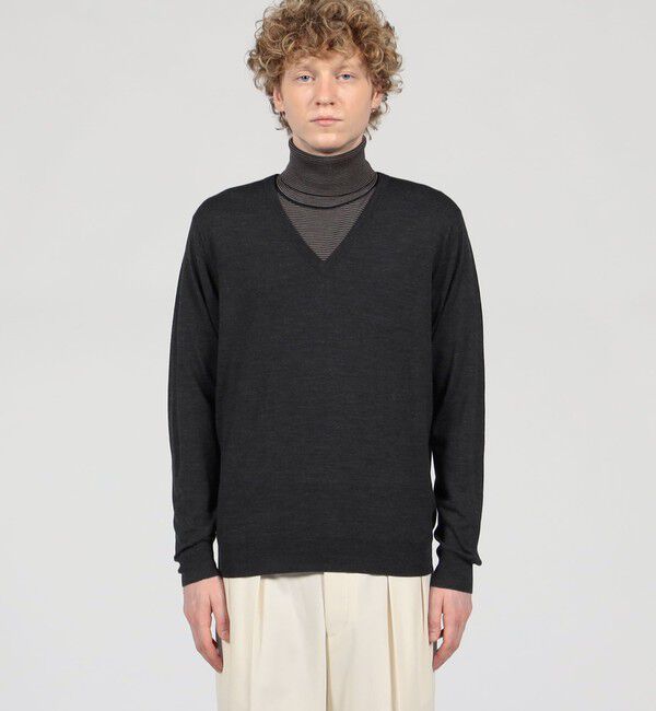 TOMORROWLAND MENS「TOMORROWLAND tricot スーパーファインメリノウール Vネックプルオーバー S-WOOL」|ニット・セーター|