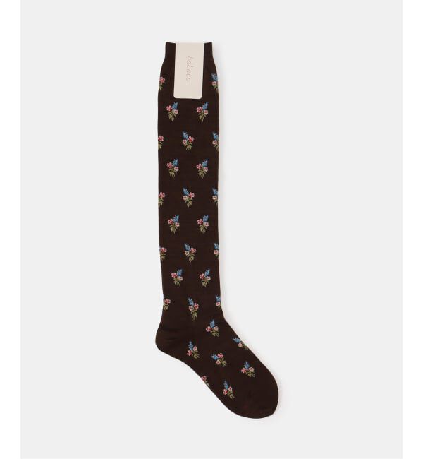  「babaco Small Bouquet Knee High Socks BA02-BN79HS：靴下」|ソックス|ブラウン