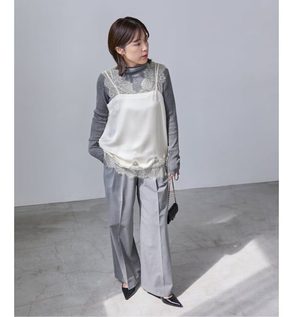  「【洗える】サテンレースキャミ」|シャツ・ブラウス|
