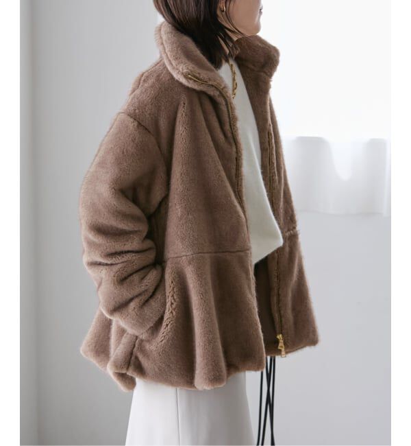  「《予約》【洗える】ペプラムファーコート」|その他|ブラウン