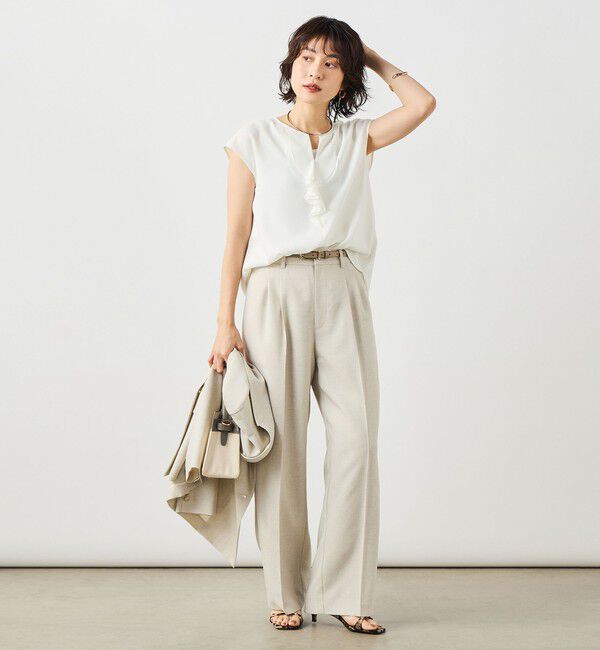 NOLLEY'S sophi「ウォッシャブルストレッチジョーゼットフロントラッフルブラウス」|シャツ・ブラウス|