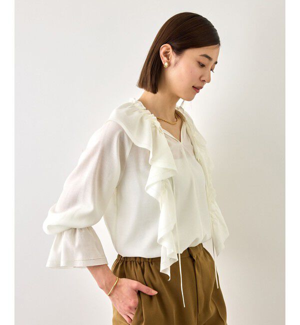 ROPE「【J'aDoRe・店舗限定サイズ】2WAYラッフルフリルブラウス(襟取り外し可能 )」|シャツ・ブラウス|