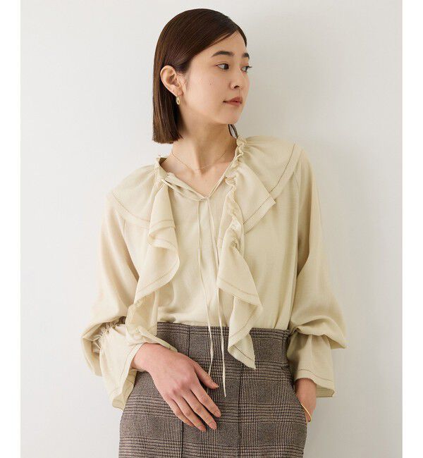 ROPE「【J'aDoRe・店舗限定サイズ】2WAYラッフルフリルブラウス(襟取り外し可能 )」|シャツ・ブラウス|ベージュ(27)