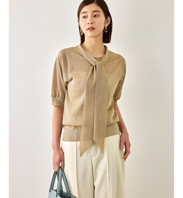 ROPE「【J'aDoRe・店舗限定サイズ】シアーラメボウタイニット」|ニット・セーター|ベージュ(27)