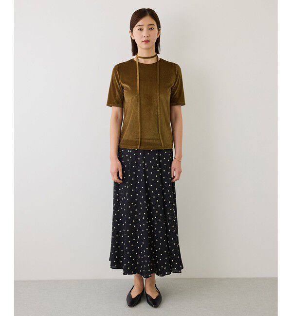 ROPE「【J'aDoRe・店舗限定サイズ】紐チョーカー付きシアーベロアTシャツ」|Tシャツ・カットソー|