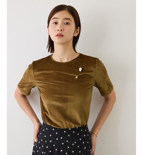 ROPE「【J'aDoRe・店舗限定サイズ】紐チョーカー付きシアーベロアTシャツ」|Tシャツ・カットソー|