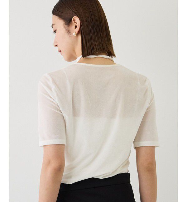 ROPE「【J'aDoRe・店舗限定サイズ】紐チョーカー付きシアーベロアTシャツ」|Tシャツ・カットソー|