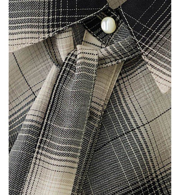 ROPE「【J'aDoRe・店舗限定サイズ】ボウタイ付きチェックシャツブラウス(取り外し可能 )」|シャツ・ブラウス|
