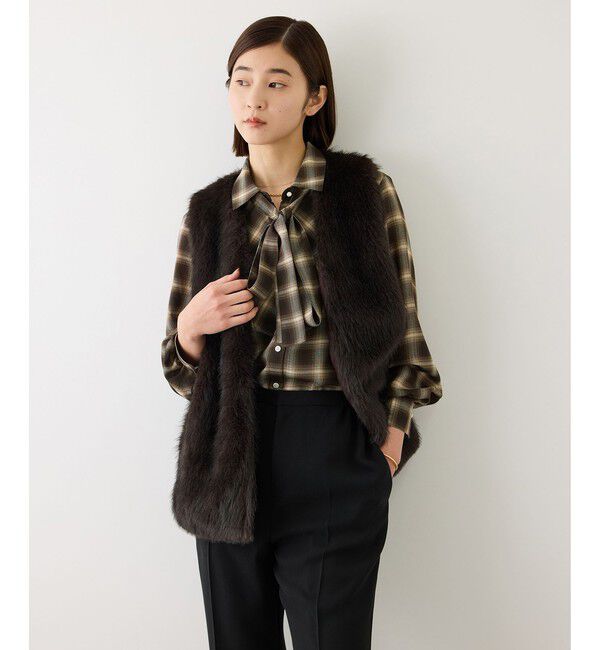 ROPE「【J'aDoRe・店舗限定サイズ】ボウタイ付きチェックシャツブラウス(取り外し可能 )」|シャツ・ブラウス|