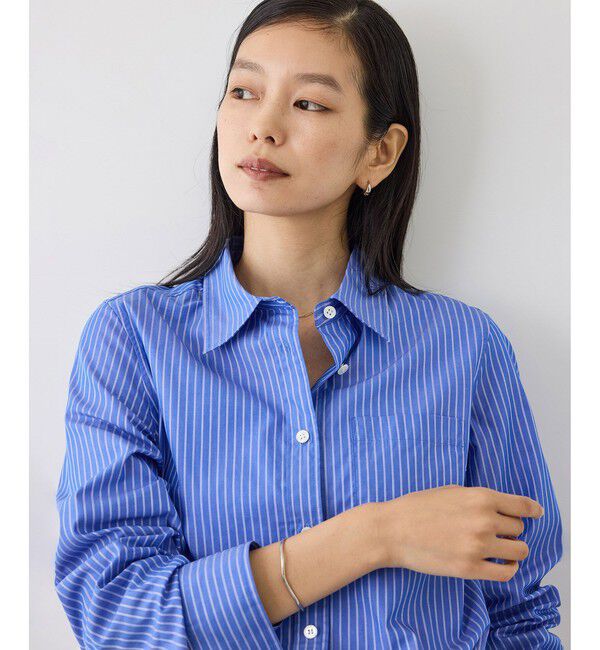 ROPE「【J'aDoRe・店舗限定サイズ】先染めコットンストライプシャツ」|シャツ・ブラウス|ブルー系(45)