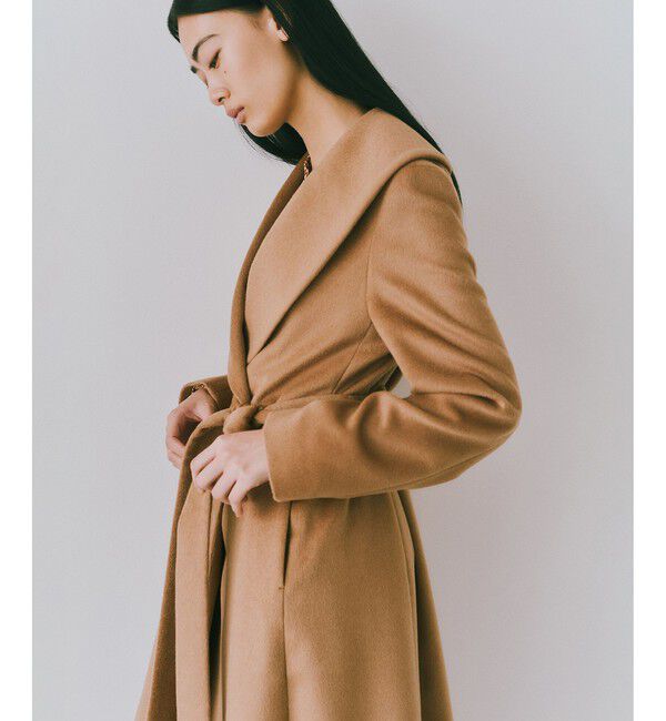 ROPE「【一部J'aDoRe限定カラー】プレミアムカシミヤショールカラーコート/逸品・26AW」|ステンカラーコート|キャメル(25)