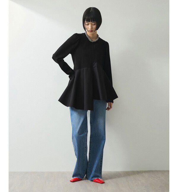 ADAM ET ROPE'「【WEB限定】・【定番】フリルペプラムロングスリーブカットソー」|Tシャツ・カットソー|