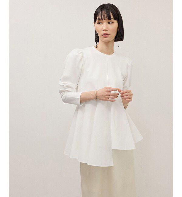 ADAM ET ROPE'「【WEB限定】・【定番】フリルペプラムロングスリーブカットソー」|Tシャツ・カットソー|ホワイト(10)