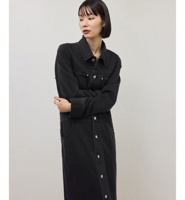 ADAM ET ROPE'「【WEB限定】・【追加】デニムシャツロングワンピース」|ワンピース|