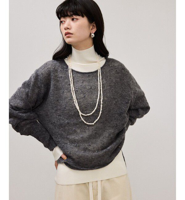 ADAM ET ROPE'「【WEB限定】2wayモヘアMIXギャザーニット」|ニット・セーター|グレーサブ(09)