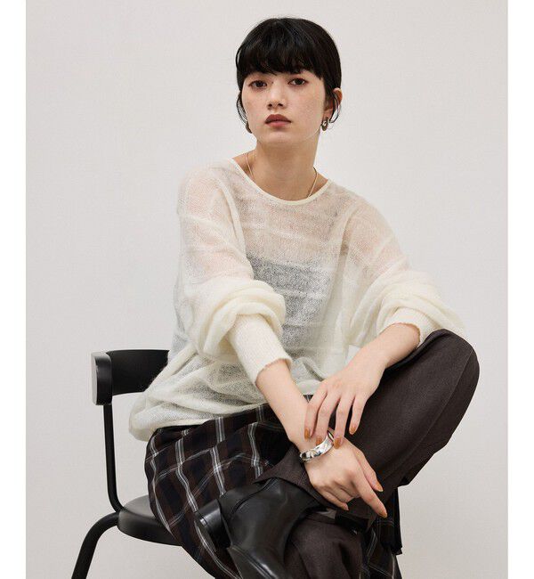 ADAM ET ROPE'「【WEB限定】2wayモヘアMIXギャザーニット」|ニット・セーター|