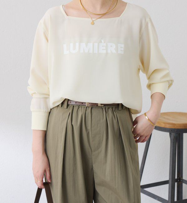  「スクエアネックジョーゼットロゴロンT」|Tシャツ・カットソー|