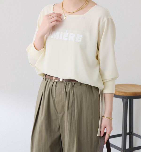  「スクエアネックジョーゼットロゴロンT」|Tシャツ・カットソー|