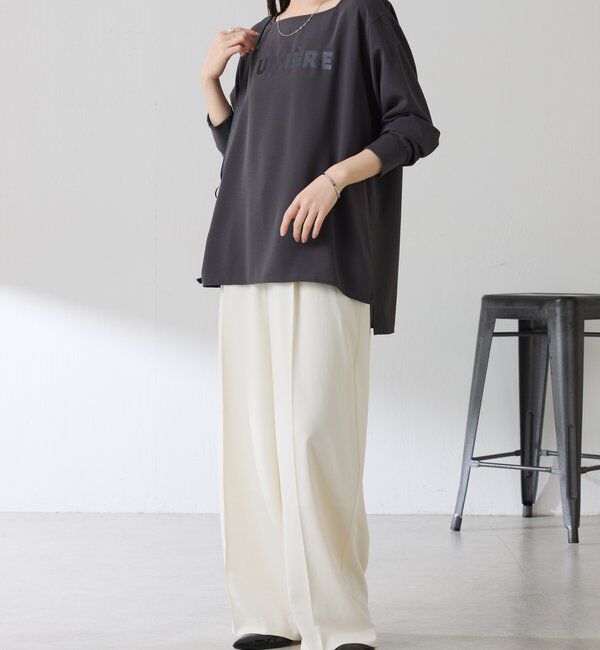  「スクエアネックジョーゼットロゴロンT」|Tシャツ・カットソー|