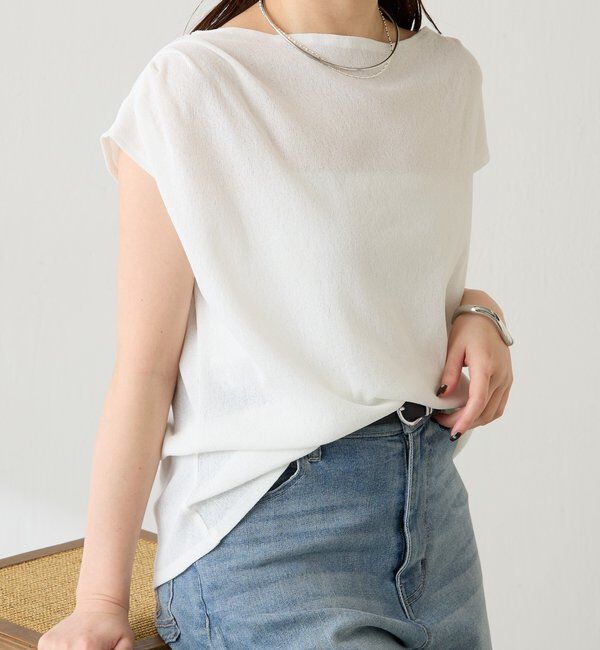  「【上品見えカットソー/シアー】アシメタックフレンチカットソー」|Tシャツ・カットソー|