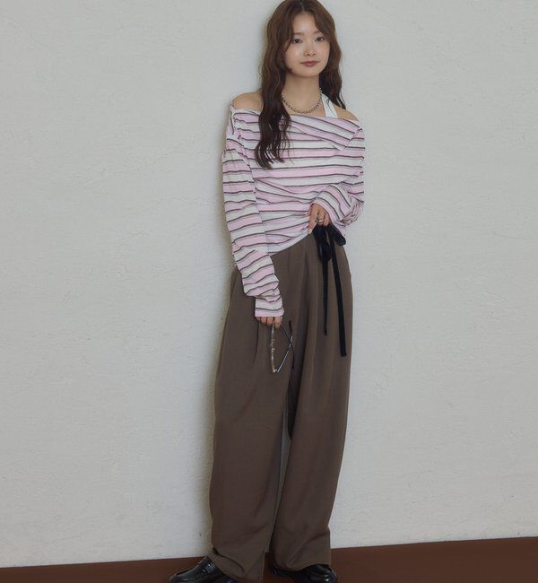  「折り返しオフショルロンT」|Tシャツ・カットソー|