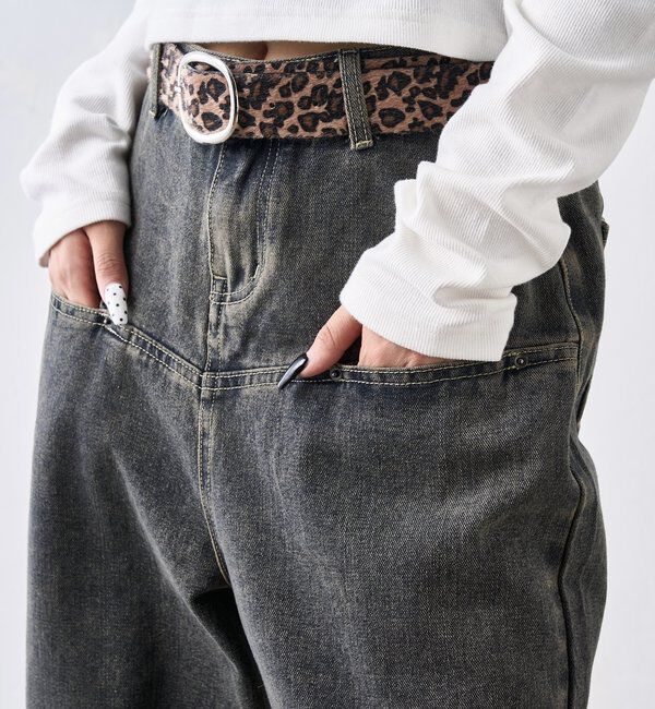  「《UNISEX / サイズ展開あり》スラッシュポケットブラストワイドデニム」|デニム|