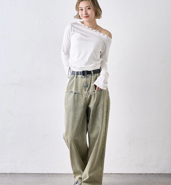 「《UNISEX / サイズ展開あり》スラッシュポケットブラストワイドデニム」|デニム|