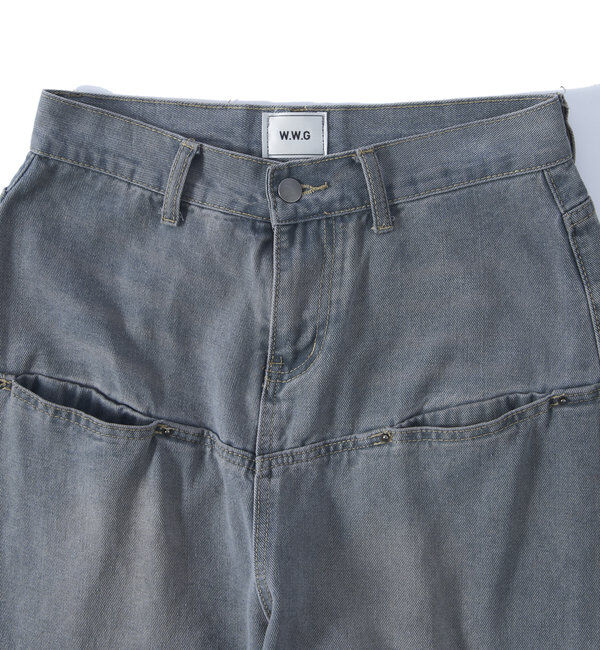  「《UNISEX / サイズ展開あり》スラッシュポケットブラストワイドデニム」|デニム|