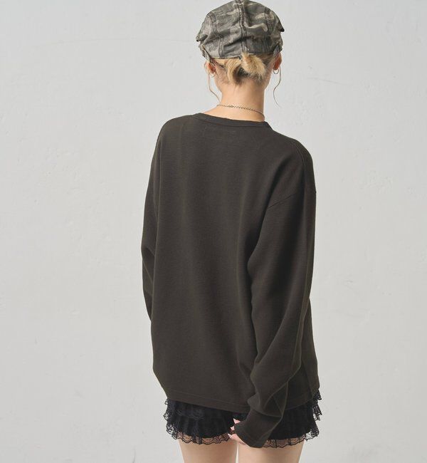 「【UNISEX】Sourcreamワッフルヘンリーネックトップス」|Tシャツ・カットソー|