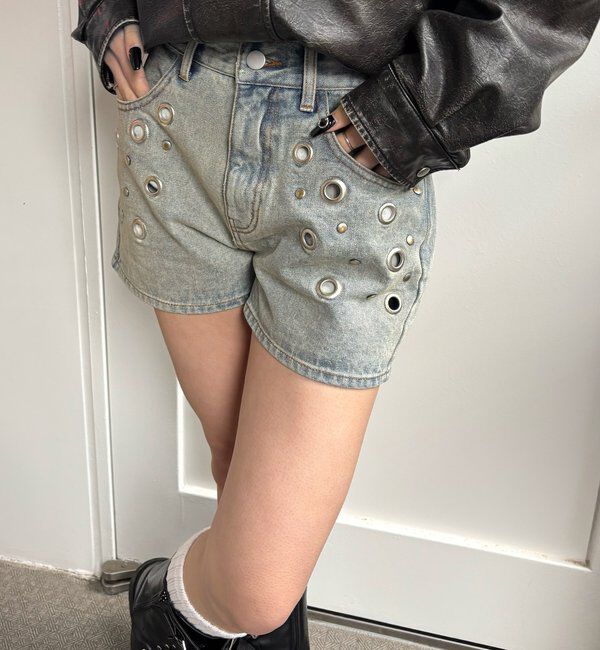  「アイレットデニムショートパンツ」|デニム|