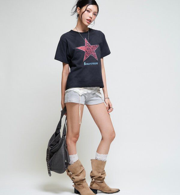  「【WEB限定/UNISEX】SourcreamラインストーンスターグラフィックT」|Tシャツ・カットソー|