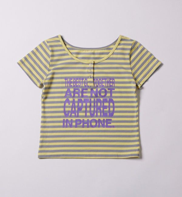  「リングドットヘンリーネックメッセージ TEE」|Tシャツ・カットソー|イエロー