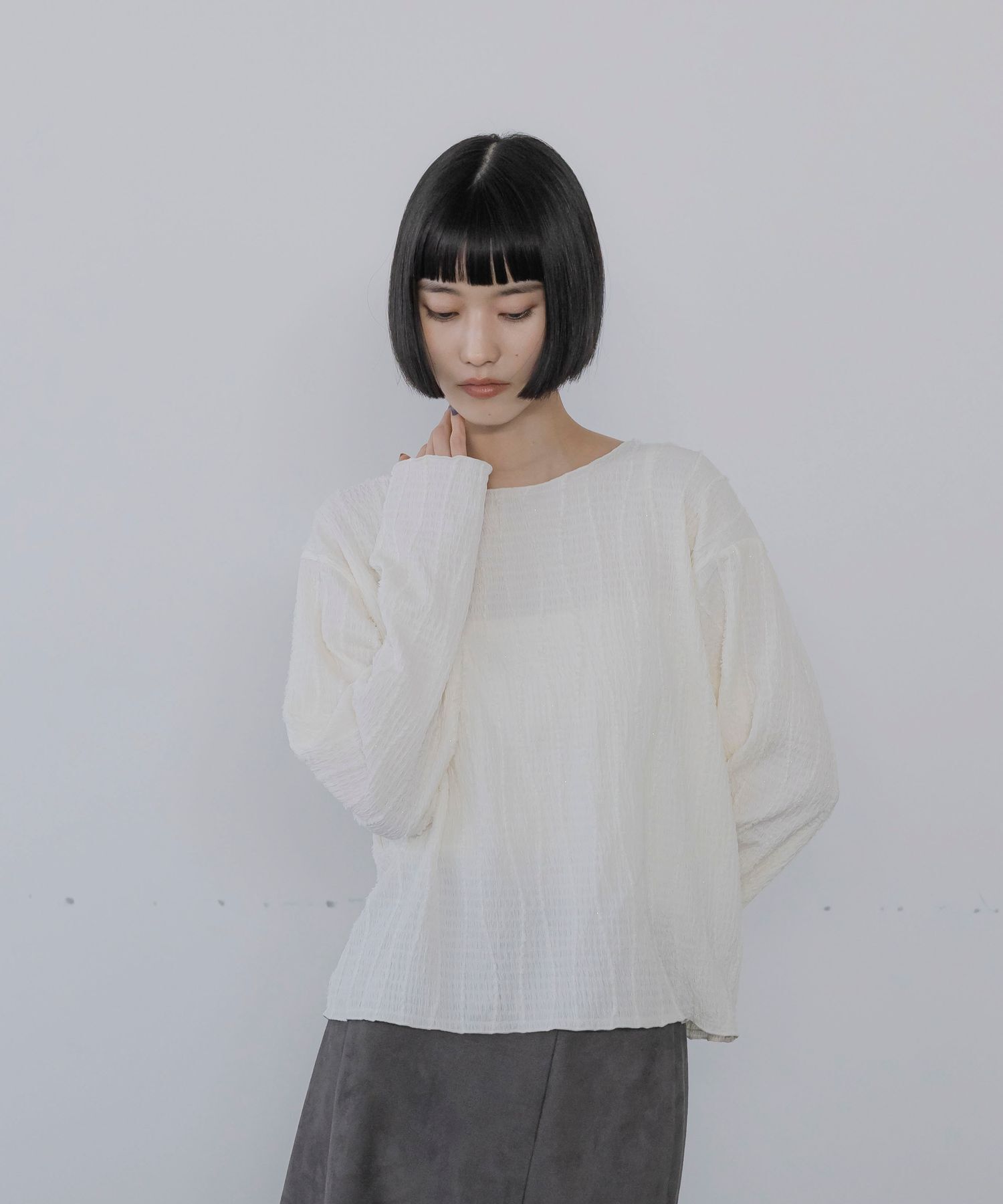 LOWRYS FARM「ジャガードフリンジＬＳ」|Tシャツ・カットソー|