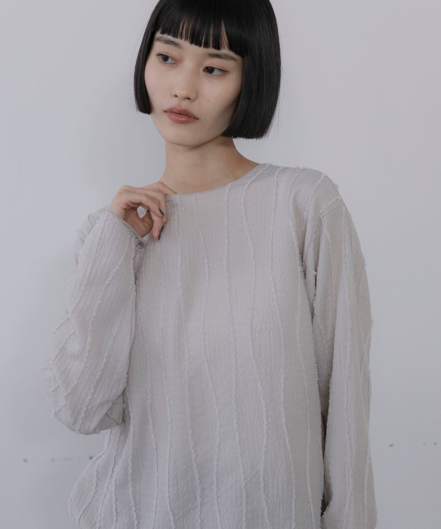 LOWRYS FARM「ジャガードフリンジＬＳ」|Tシャツ・カットソー|