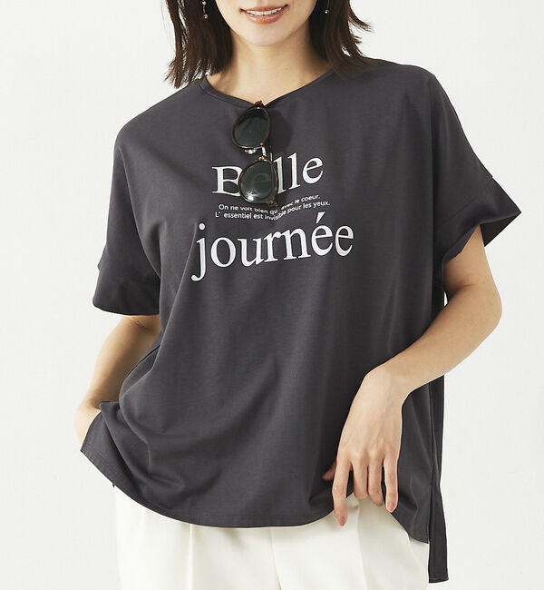 abahouse mavie「ワイドロゴT」|Tシャツ・カットソー|チャコールグレー