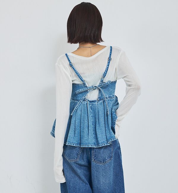 abahouse mavie「ウォッシュドデニムキャミ/レイヤード/バックリボン/春服/夏服」|キャミソール|