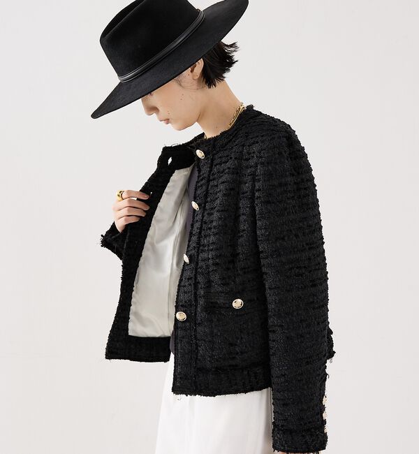 The Store by C' 「【COCUCA】クルーネックツイードジャケット」|ノーカラージャケット|