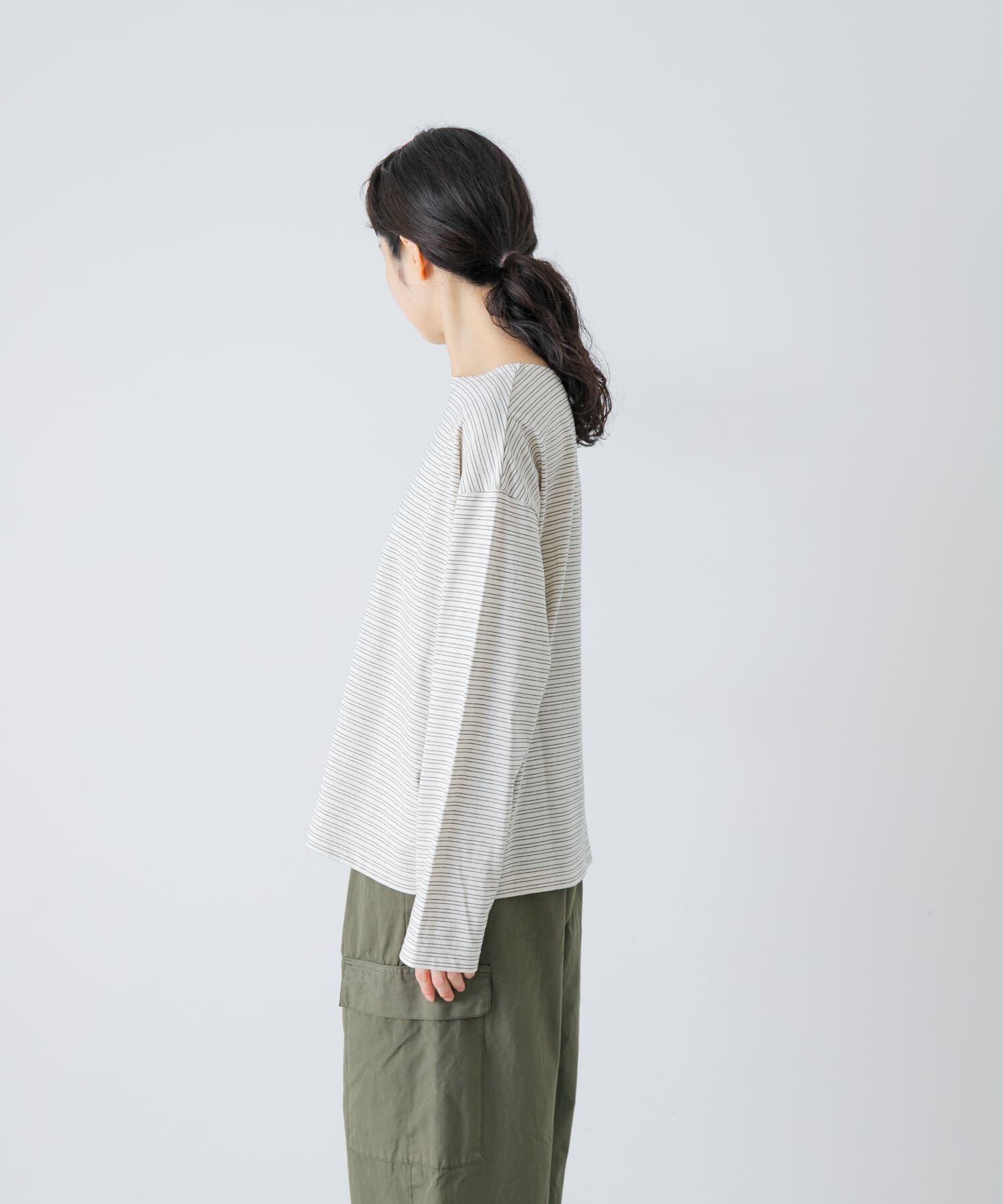 かぐれ「ナローボーダーロングカットソー」|Tシャツ・カットソー|