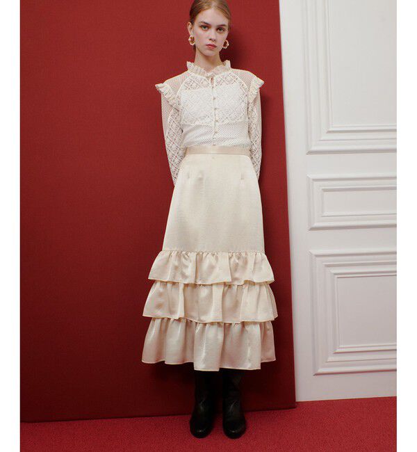 LOULOU WILLOUGHBY「【LOULOU WILLOUGHBY】レースコンビプルオーバー」|Tシャツ・カットソー|