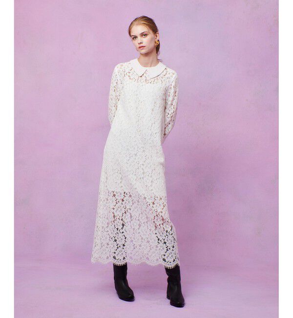 LOULOU WILLOUGHBY「【LOULOU WILLOUGHBY】パールネックレースワンピース」|ワンピース|