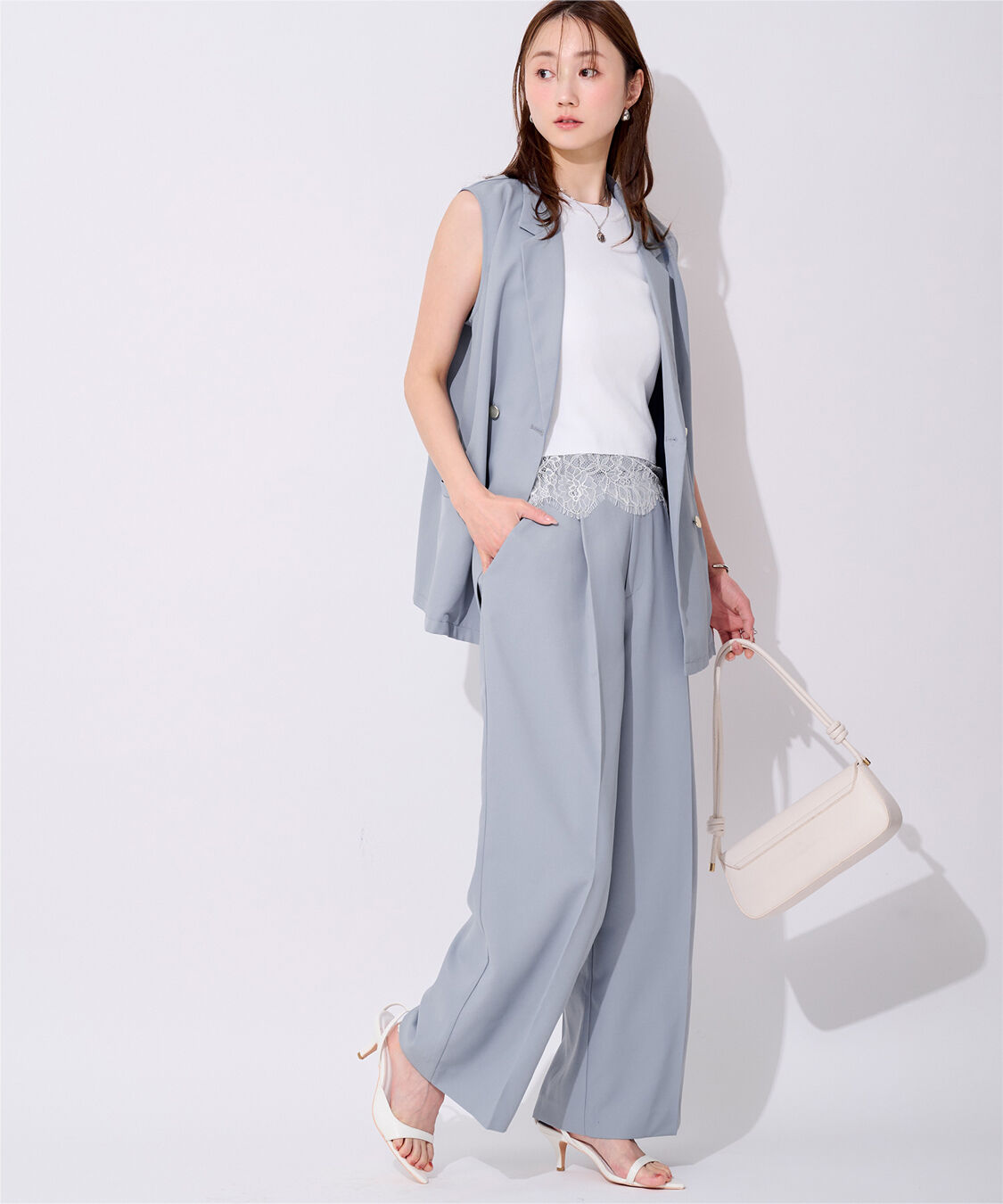 ur's「美シルエットワンタックワイドパンツ」|スラックス|