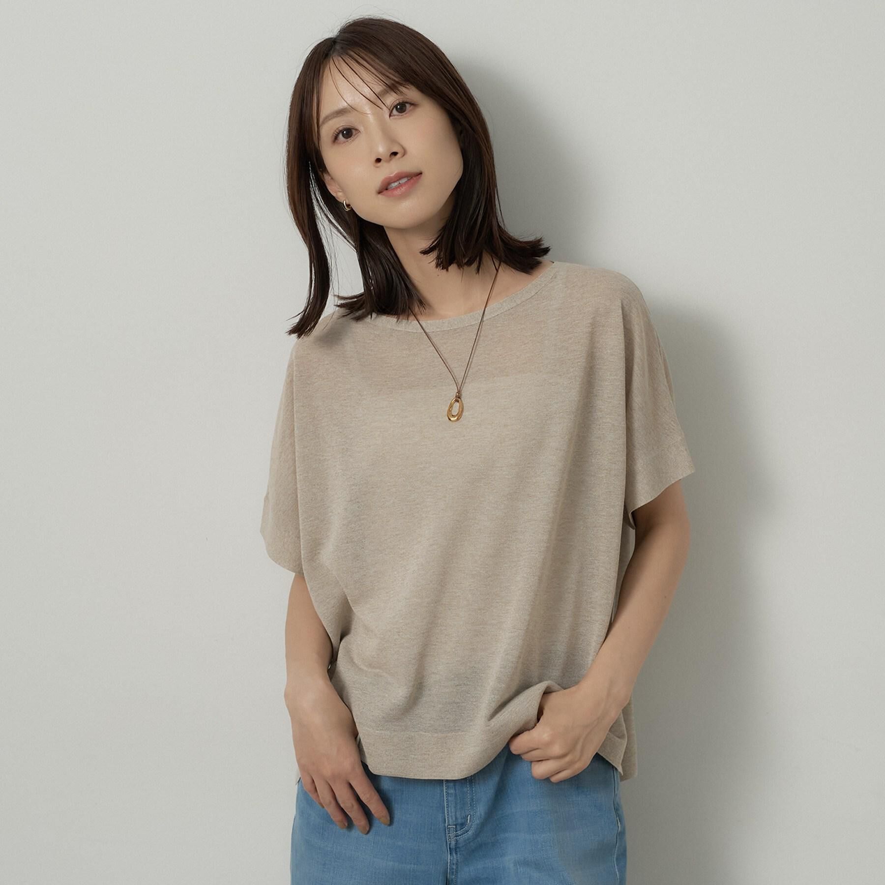 UNTITLED「【アンサンブル可/品のある透け感】Tシャツ風ニットトップス」|ニット・セーター|