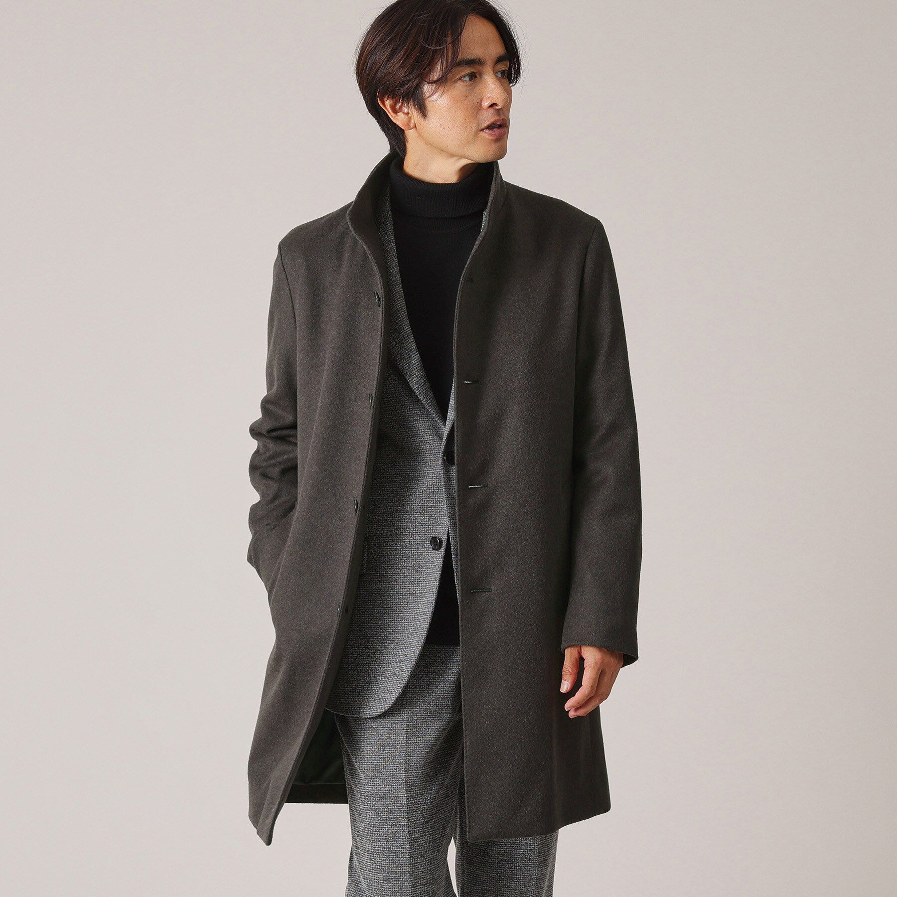 TAKEO KIKUCHI「【ウールカシミヤブレンド】ビーバー調 スタンドカラー コート」|その他|