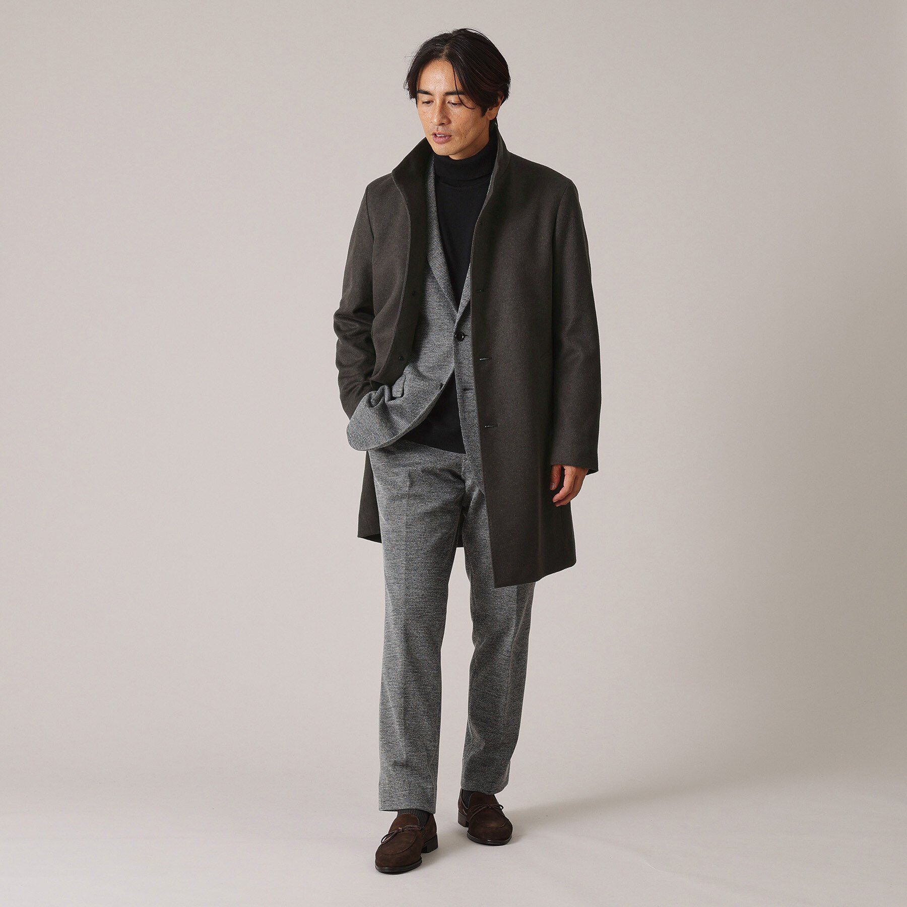 TAKEO KIKUCHI「【ウールカシミヤブレンド】ビーバー調 スタンドカラー コート」|その他|