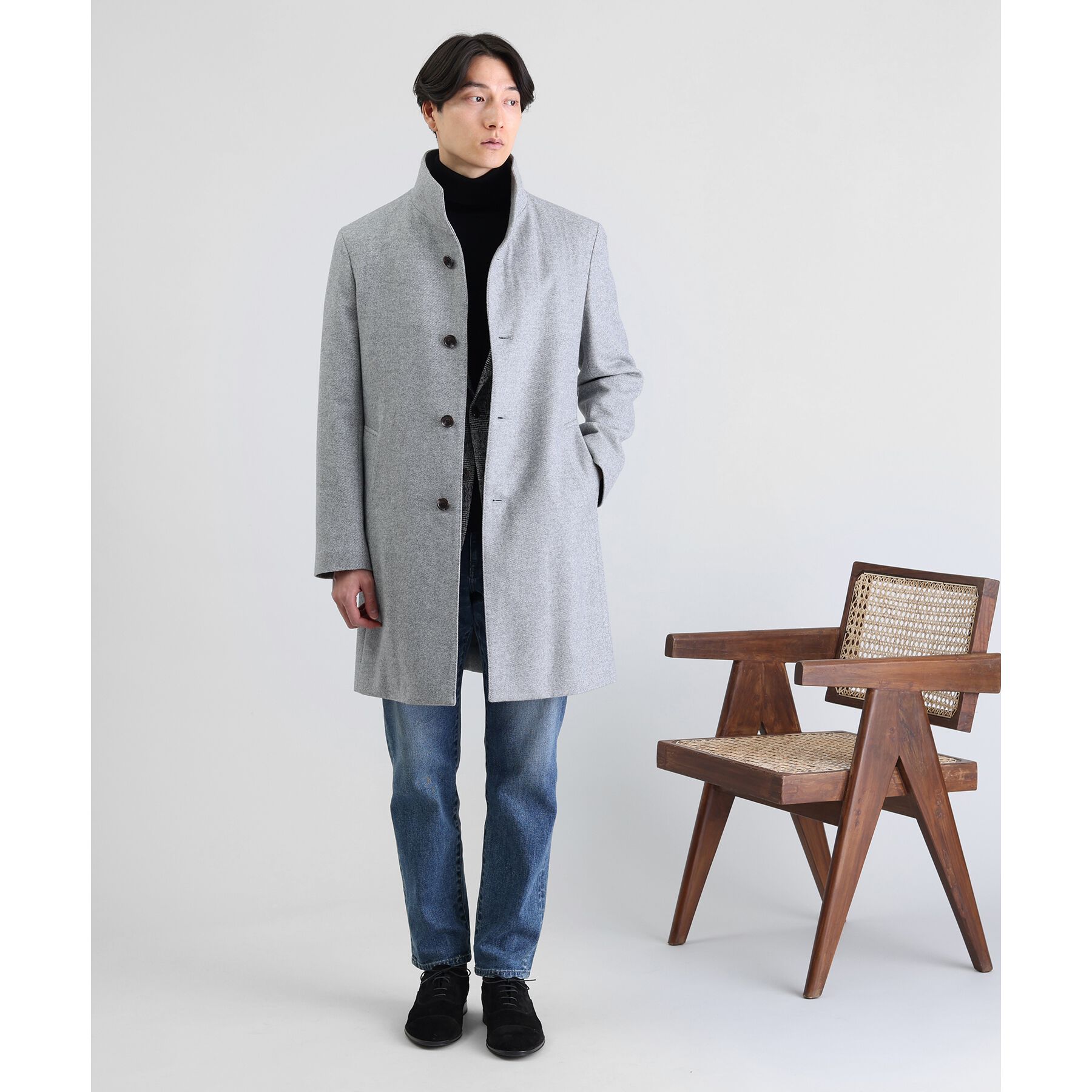 TAKEO KIKUCHI「【ウールカシミヤブレンド】ビーバー調 スタンドカラー コート」|その他|