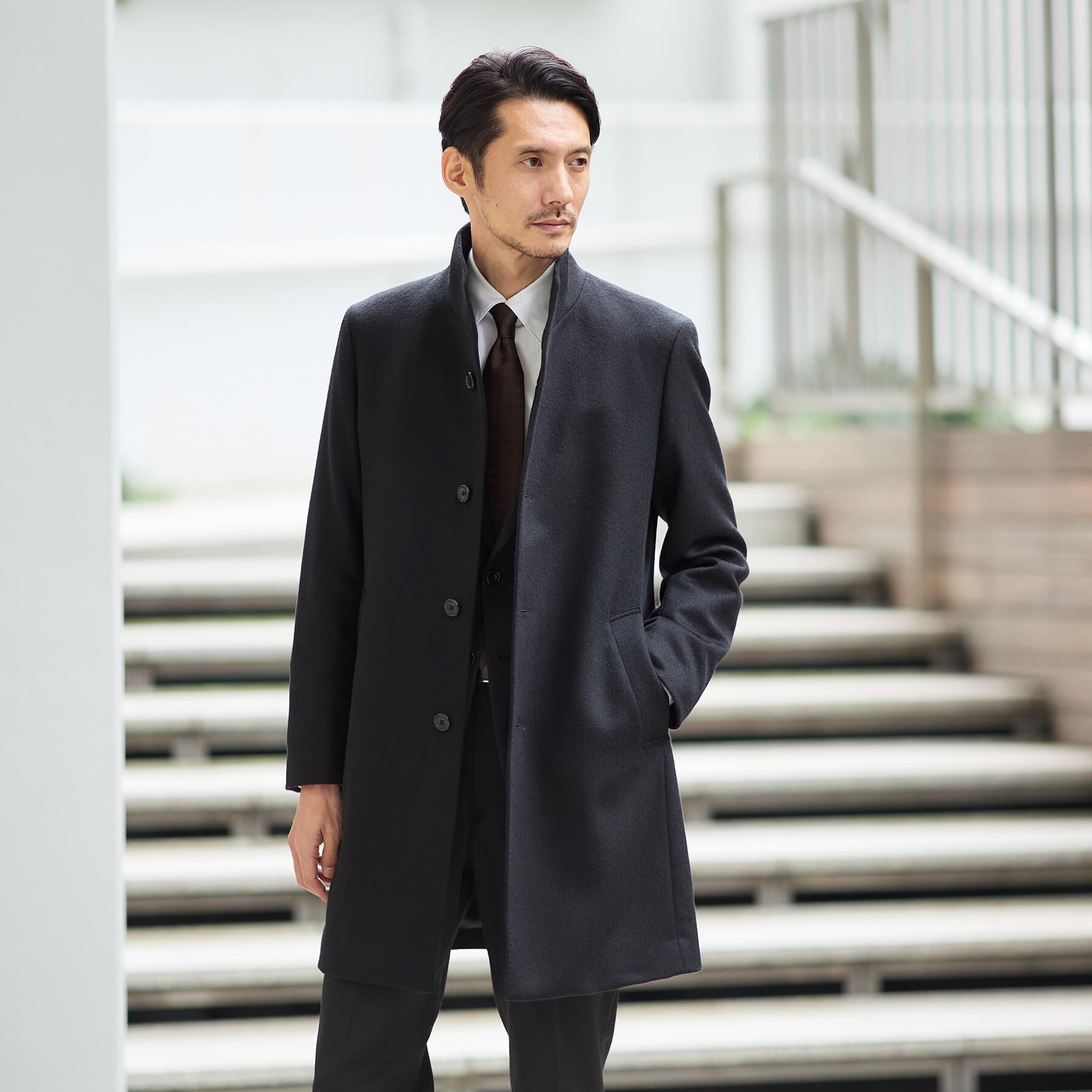 TAKEO KIKUCHI「【ウールカシミヤブレンド】ビーバー調 スタンドカラー コート」|その他|