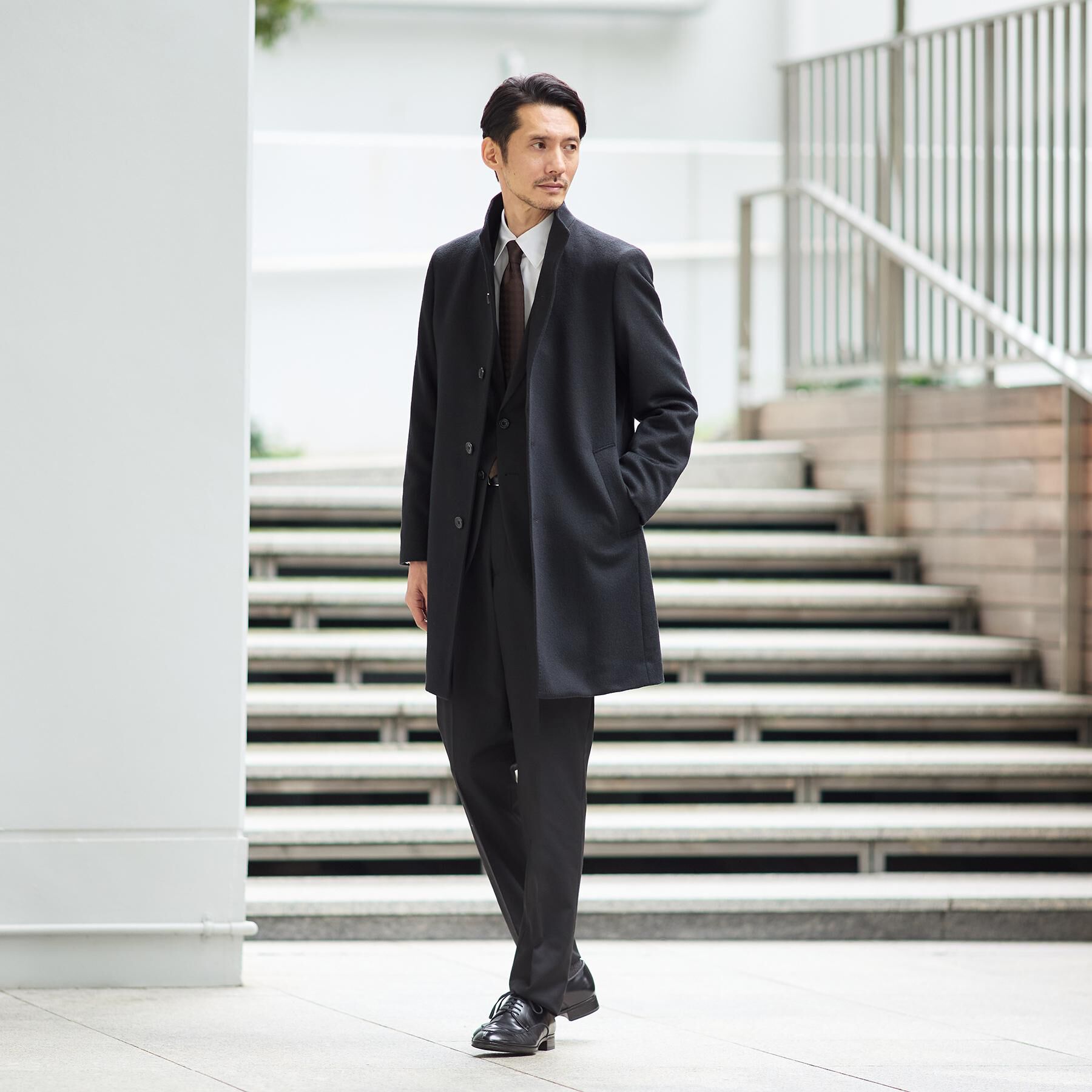 TAKEO KIKUCHI「【ウールカシミヤブレンド】ビーバー調 スタンドカラー コート」|その他|