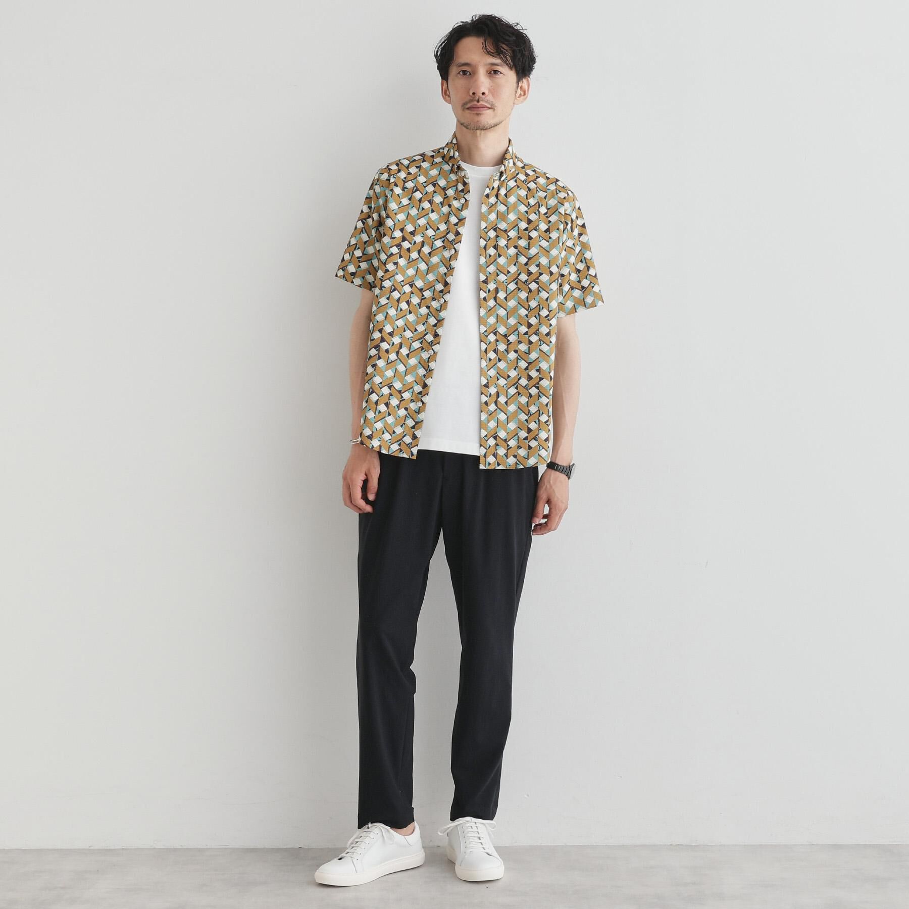 TAKEO KIKUCHI「【COOL CITY WEAR】籠目アート柄 サッカーシャツ /通気性」|シャツ・ブラウス|